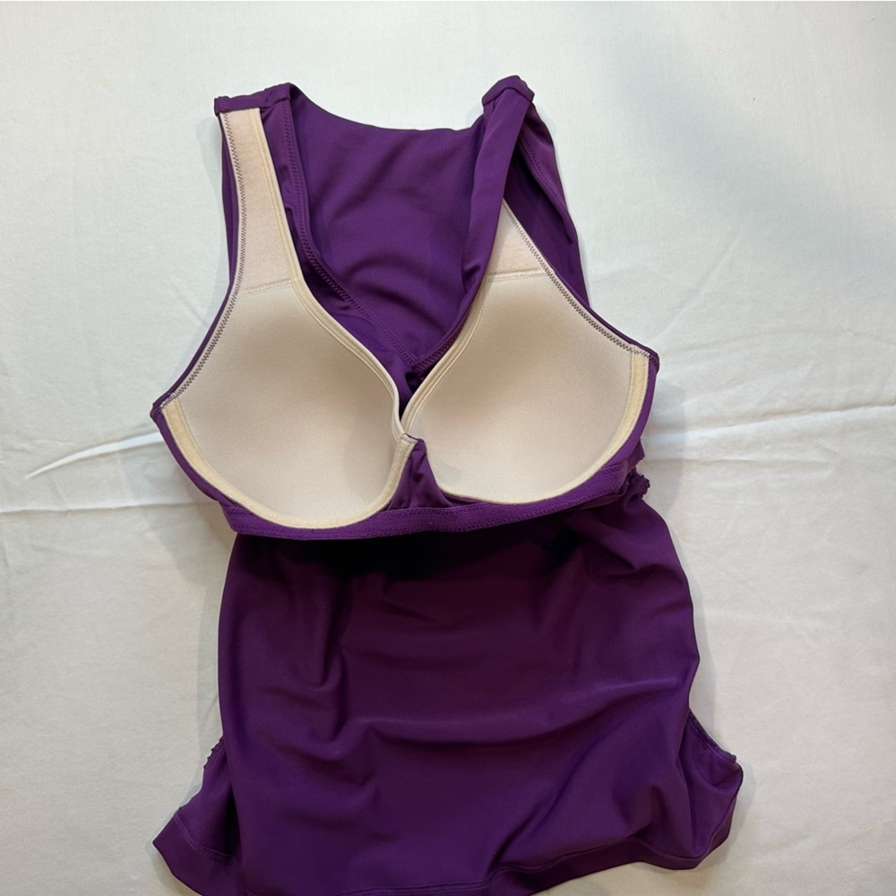 Athleta Purple Shirred V-Neck Support Tank With Built-in Bra Size 34C - Picture 8 of 8